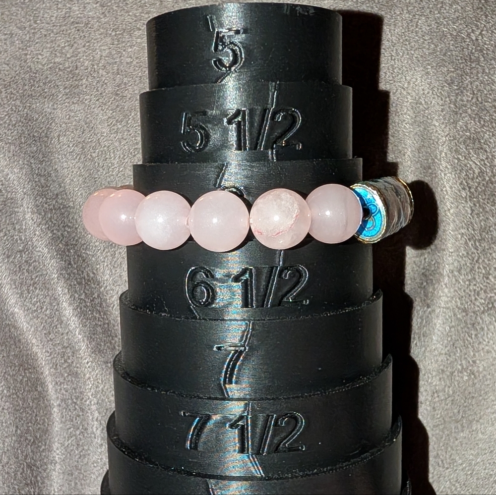 Rose Quartz And Cloisonne Bracelet - Picture 7 of 7